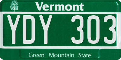 VT license plate YDY303