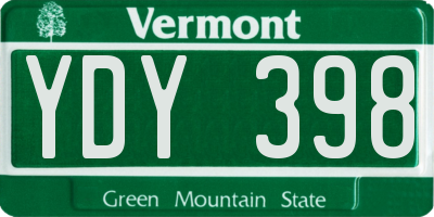 VT license plate YDY398