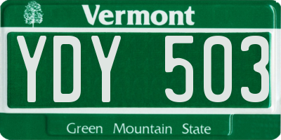 VT license plate YDY503