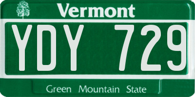 VT license plate YDY729