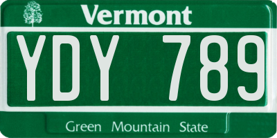 VT license plate YDY789