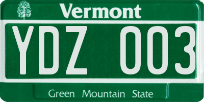 VT license plate YDZ003