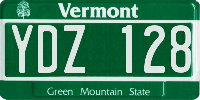 VT license plate YDZ128