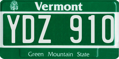 VT license plate YDZ910