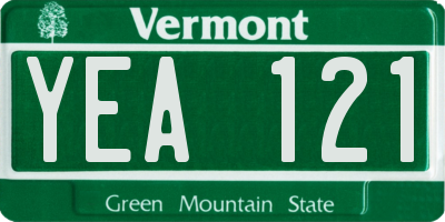 VT license plate YEA121