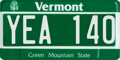 VT license plate YEA140