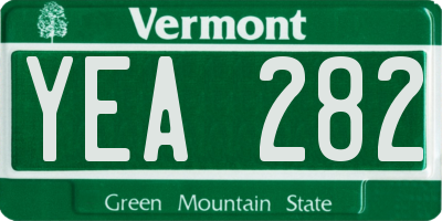 VT license plate YEA282