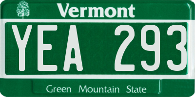 VT license plate YEA293