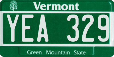 VT license plate YEA329