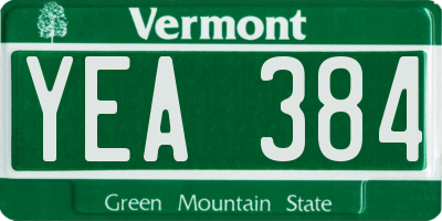 VT license plate YEA384