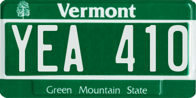VT license plate YEA410