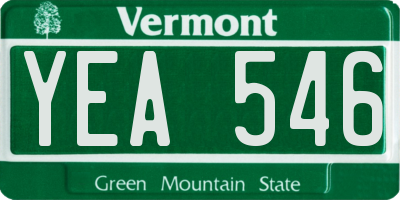 VT license plate YEA546