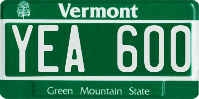 VT license plate YEA600