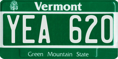 VT license plate YEA620