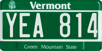 VT license plate YEA814
