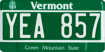 VT license plate YEA857