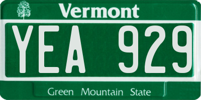 VT license plate YEA929