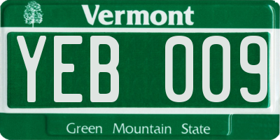 VT license plate YEB009