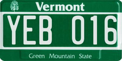 VT license plate YEB016