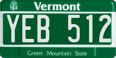 VT license plate YEB512