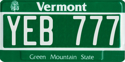 VT license plate YEB777