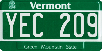 VT license plate YEC209