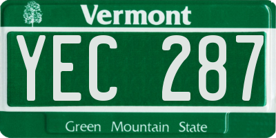 VT license plate YEC287