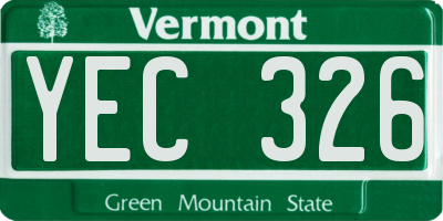 VT license plate YEC326