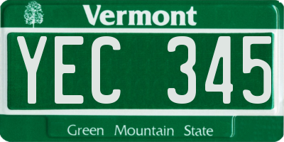VT license plate YEC345