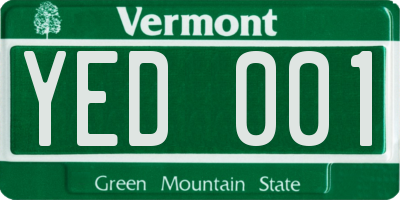VT license plate YED001
