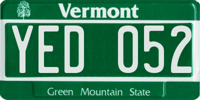 VT license plate YED052