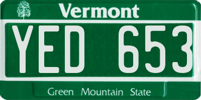 VT license plate YED653