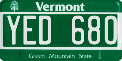 VT license plate YED680