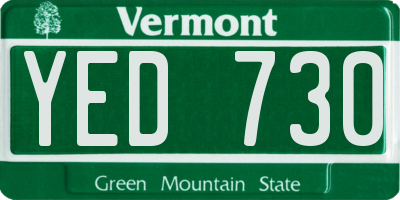 VT license plate YED730