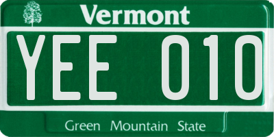 VT license plate YEE010
