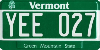 VT license plate YEE027