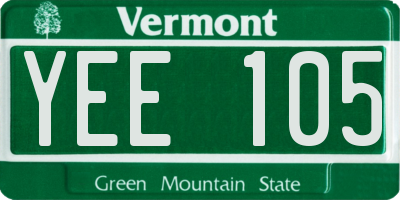 VT license plate YEE105