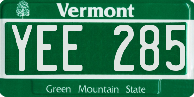 VT license plate YEE285