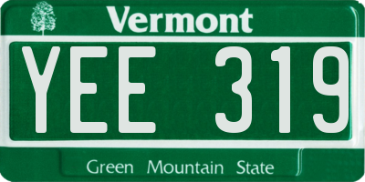 VT license plate YEE319