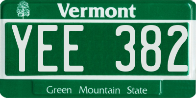 VT license plate YEE382