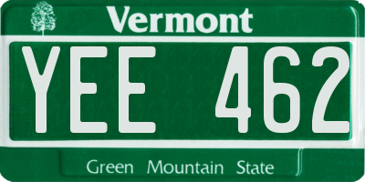 VT license plate YEE462
