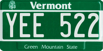 VT license plate YEE522