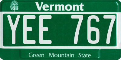 VT license plate YEE767