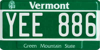 VT license plate YEE886