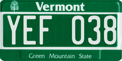 VT license plate YEF038
