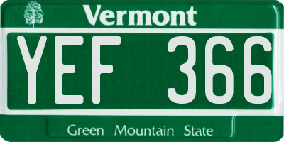 VT license plate YEF366