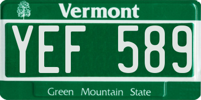 VT license plate YEF589