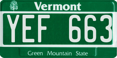 VT license plate YEF663