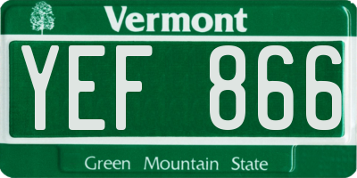 VT license plate YEF866