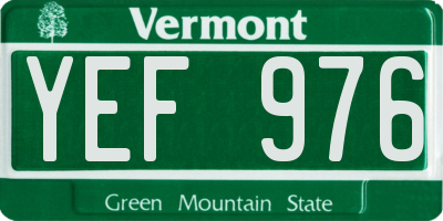 VT license plate YEF976